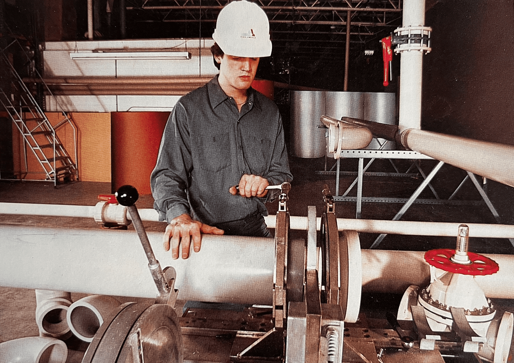 Asahi/America welding AGRU of Austria's Proline® piping system in 1985.